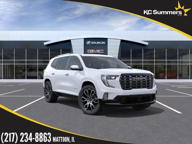 2026 GMC Acadia Denali Ultimate in Glacier White Tricoat — front three-quarter view