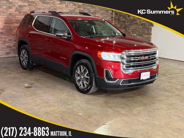 2021 GMC Acadia SLE in Cayenne Red Tintcoat — front three-quarter view
