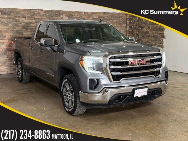 2021 GMC Sierra 1500 SLE in Satin Steel Metallic — front three-quarter view