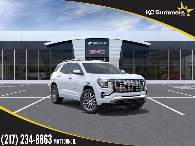 2026 GMC Terrain Denali in Glacier White Tricoat — front three-quarter view